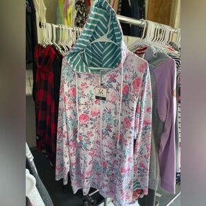 Floral and stripes hoodie